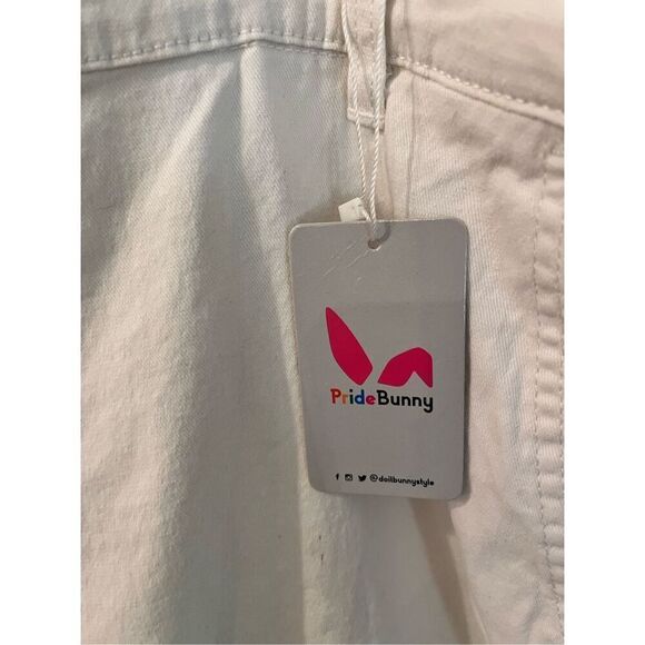 Pride Bunny White Rainbow Roll Up Chino Pants sz 50 NWT - Picture 4 of 8